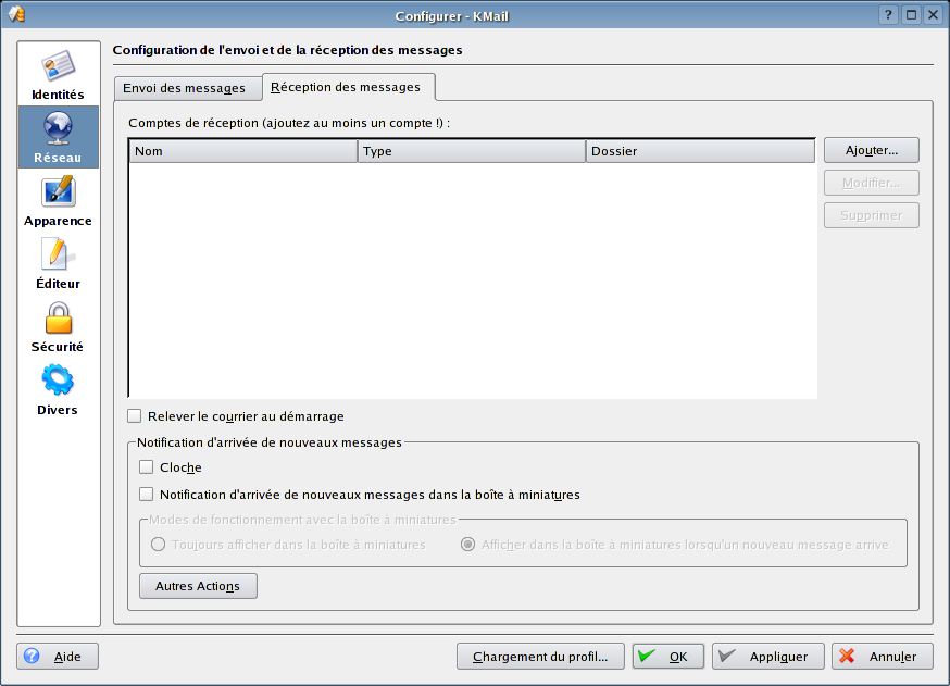 R&eacute;ception des messages